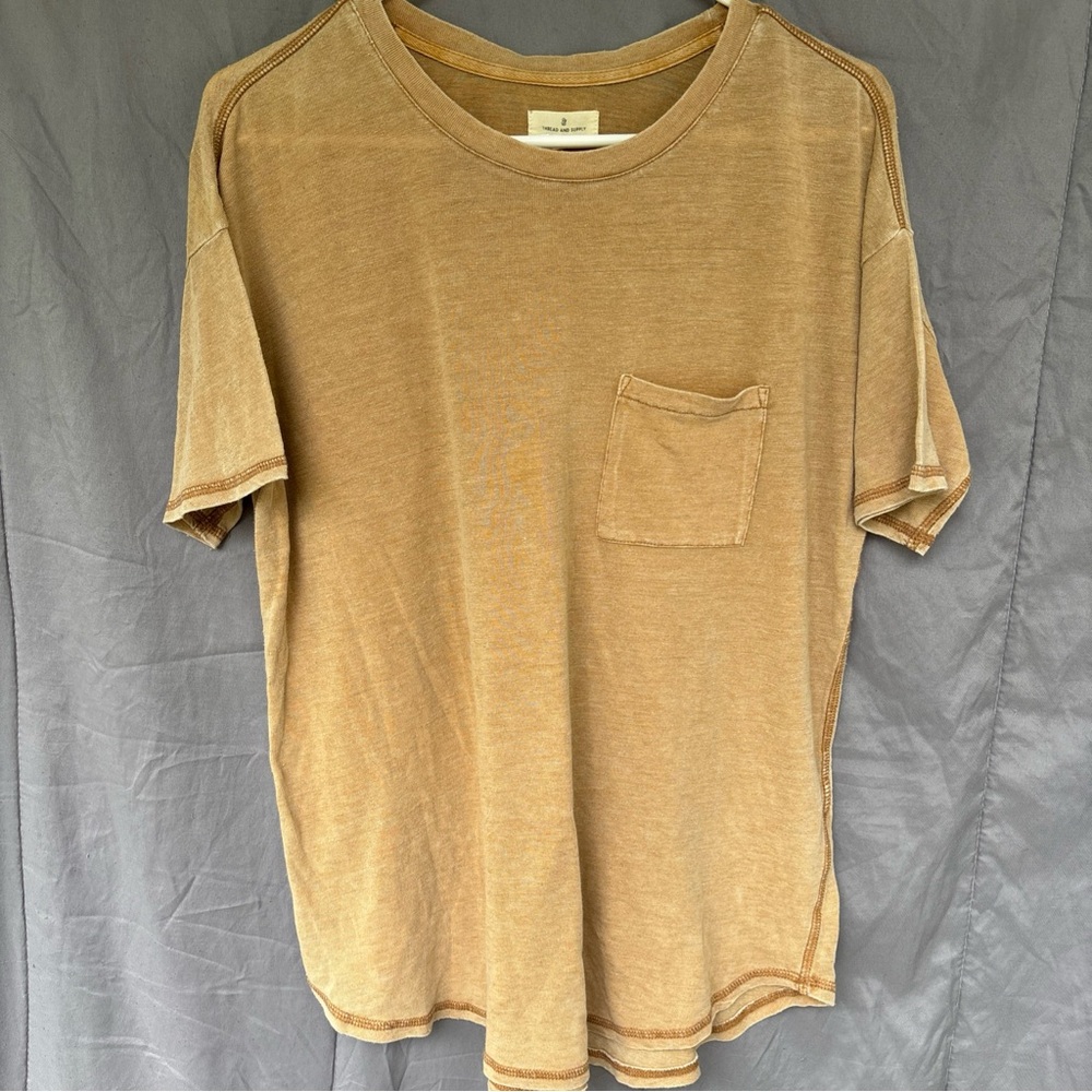 Thread & Supply Tan Relaxed Fit Short Sleeve Tee